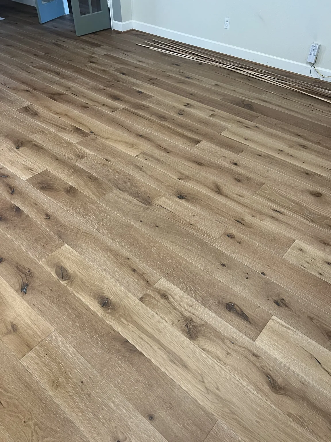 Wide plank engineered oak floor detail