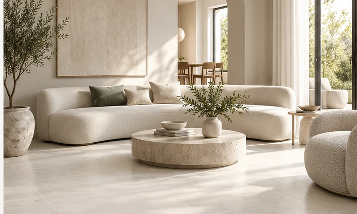 Luce porcelain tile collection in a modern interior